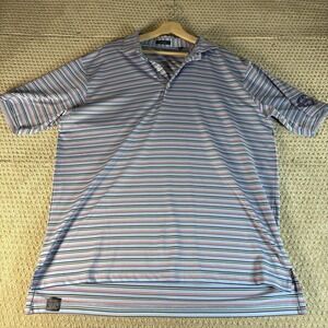 Turtleson Shirt Mens Extra Large Blue Stripe Performance Golf Polo‎ PGA National
